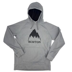 Burton Crown Bonded Hoodie Mens Medium Gray Pullover Snowboarding Streetwear